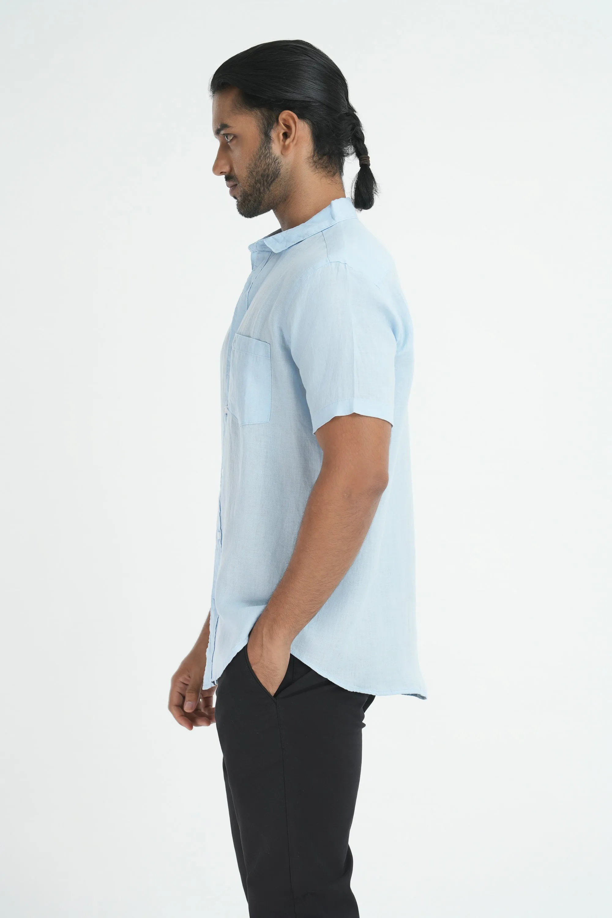 100% Linen Shirt - light blue