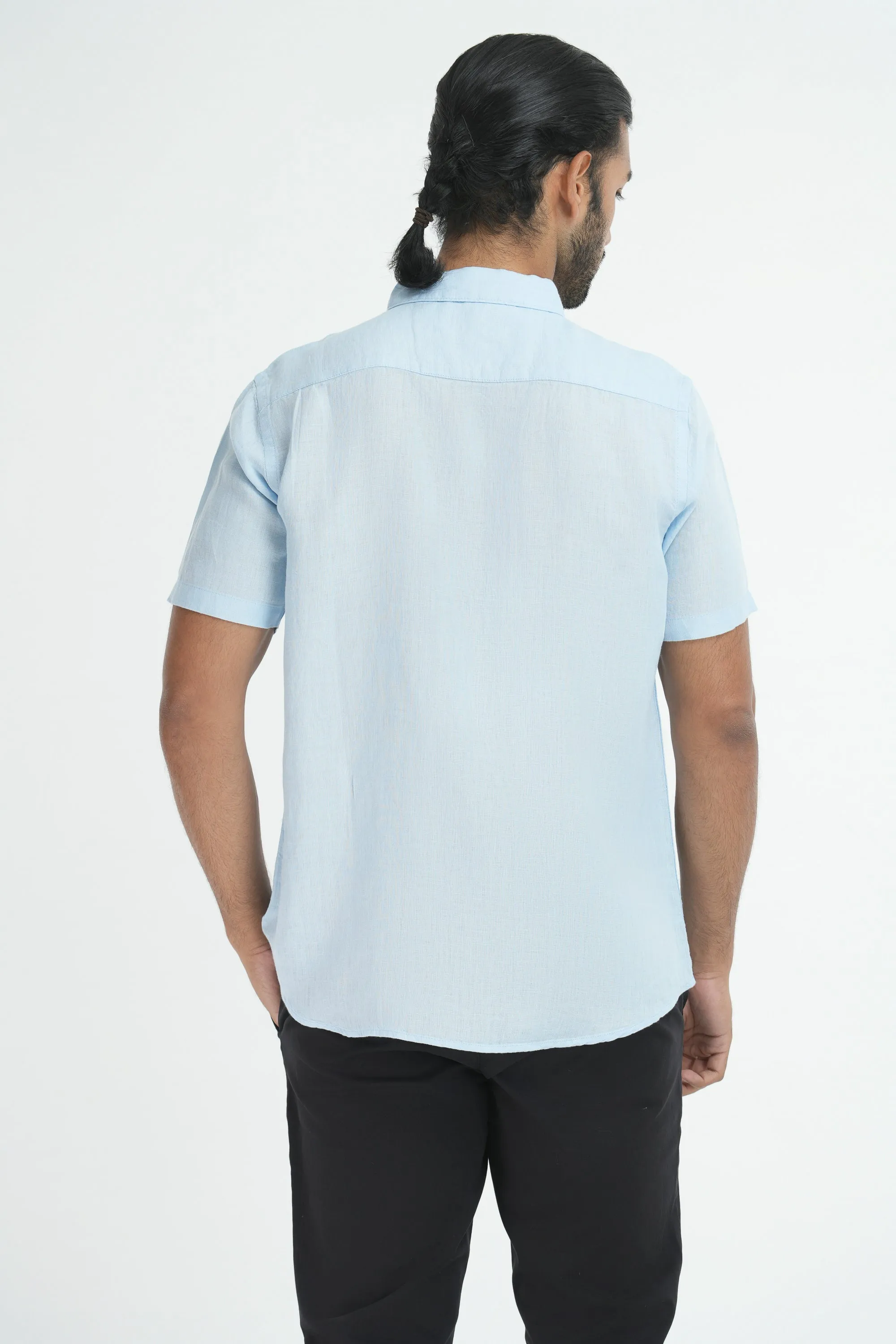 100% Linen Shirt - light blue
