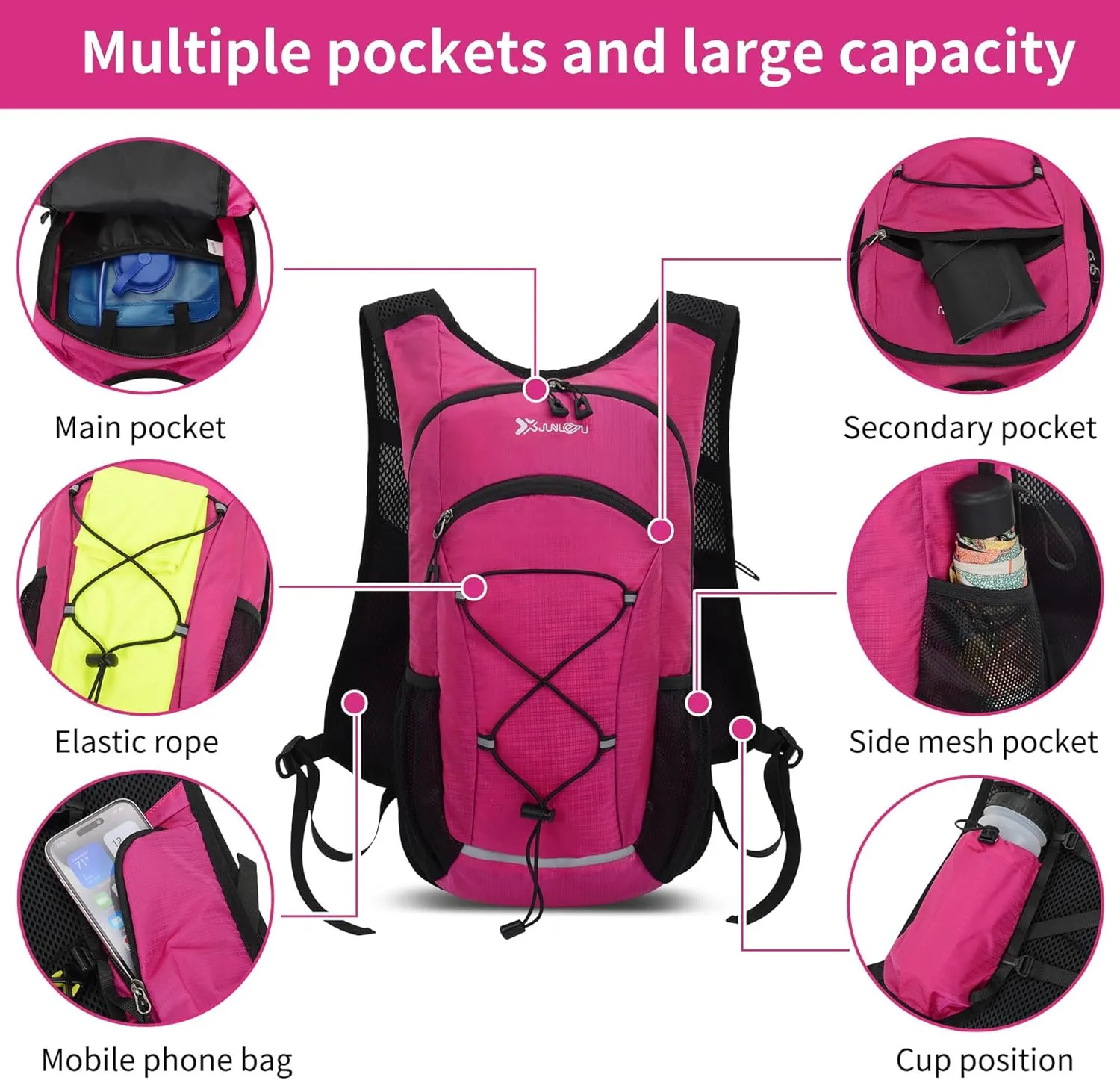 18L Hiking Backpack for Women Men Small Backpack Travel Lightweight Packable Daypack Back Pack for Camping, Pink