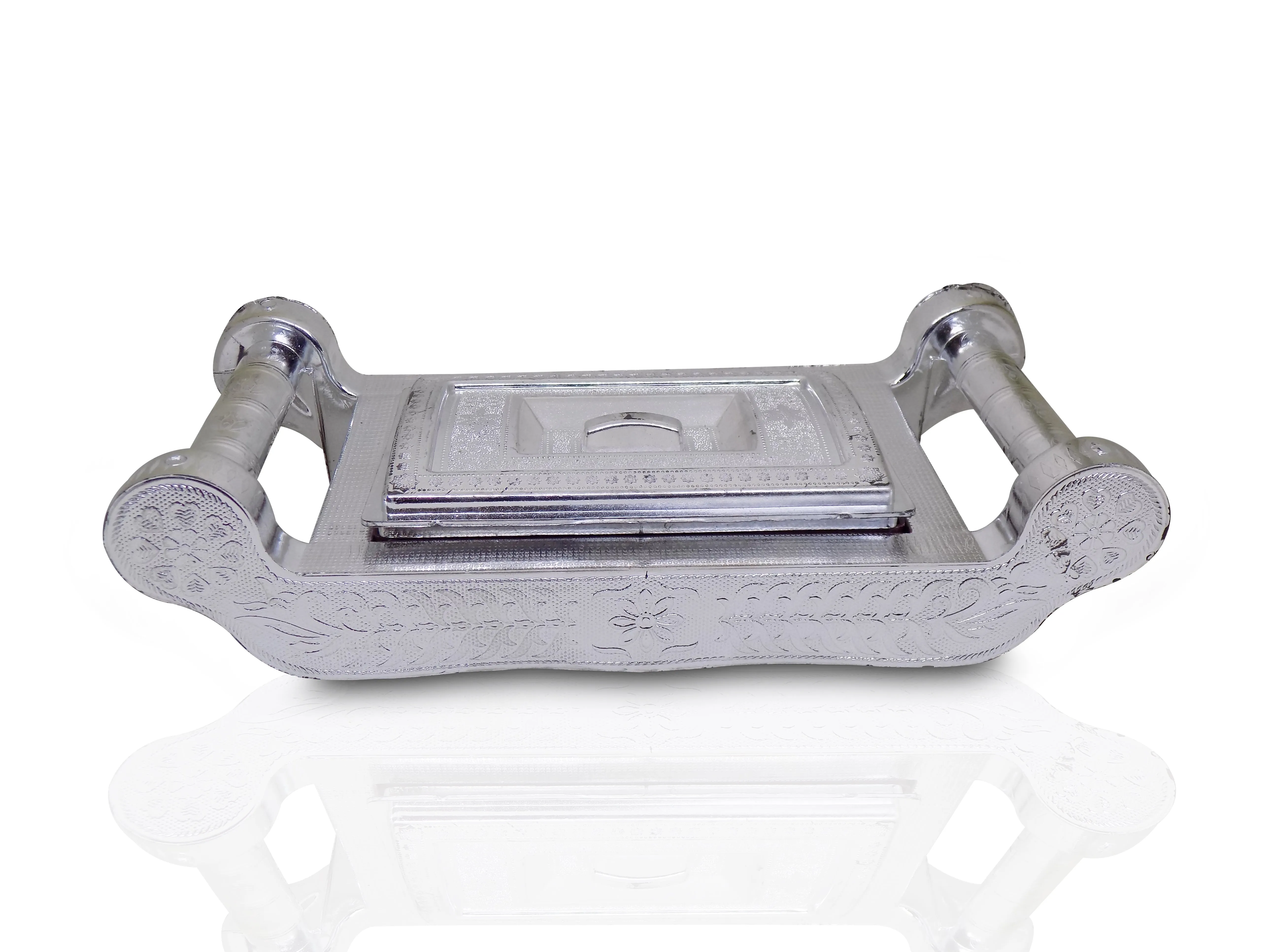 2091 Multipurpose 4 Section Royal Design Silver Storage / Gift Box