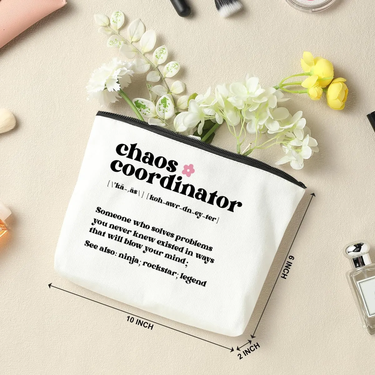 4 PCS Chaos Coordinator Gifts Boss Gifts for Women Chaos Coordinator Makeup Bag Thank You Gifts for Manager Mentor Colleagues Administrative Professional Day Gifts Boss Day Retirement Cosmetic Bag