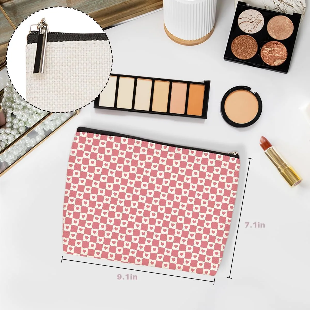 4PCs Rainbow Checkerboard Makeup Bag Plaid Checkered Cosmetic Bag Boss Day Mothers Day Christmas Friendship Gifts for Women Girls Daughter Sister Best Friend Zipper Pouch Travel Toiletry Bag