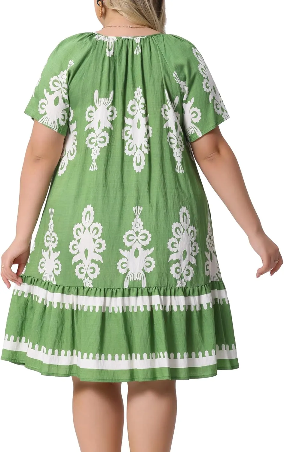 Agnes Orinda Plus Size Summer Boho Dresses for Women Short Sleeve Flared Midi Sun Dress Beach Casual Flowy 2025