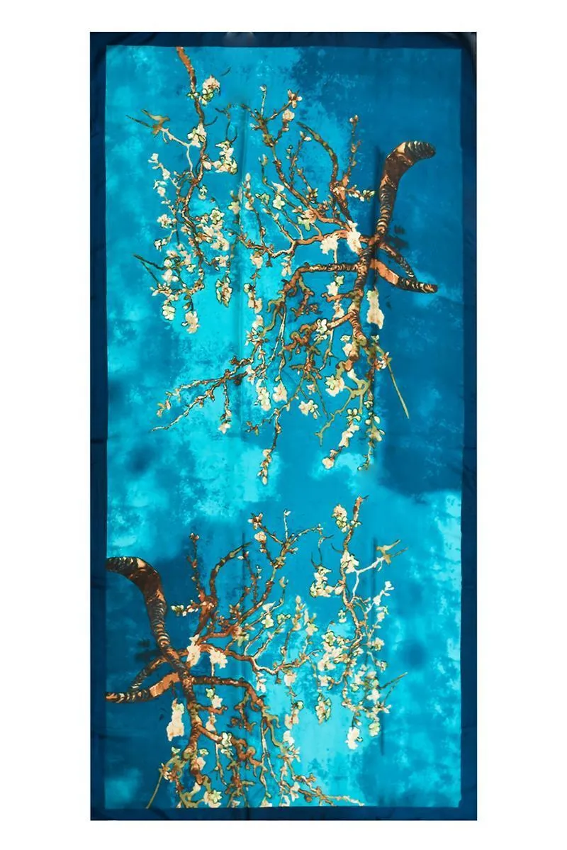 Almond Blossom Print Silk Scarf