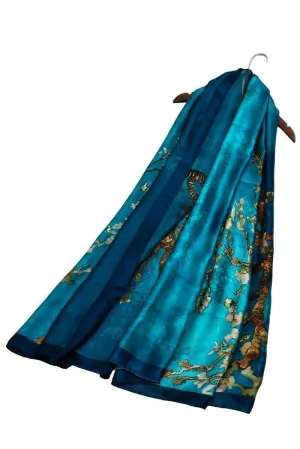 Almond Blossom Print Silk Scarf