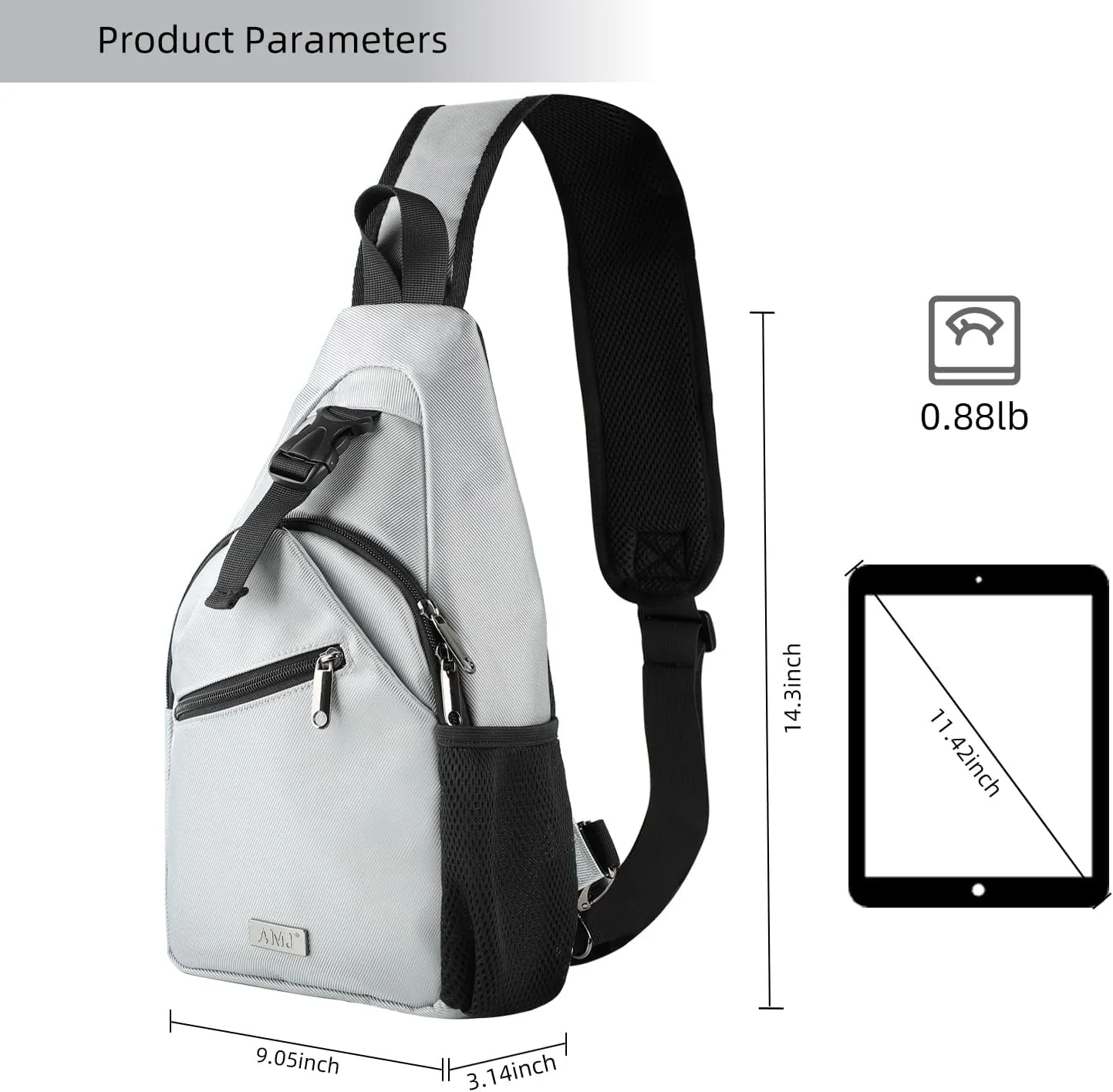 AMJ Tactical Chest Sling Bag for Men,Theft Crossbody Bag,Lightweight Hiking Shoulder Pack for Cycling, Travel, Camping