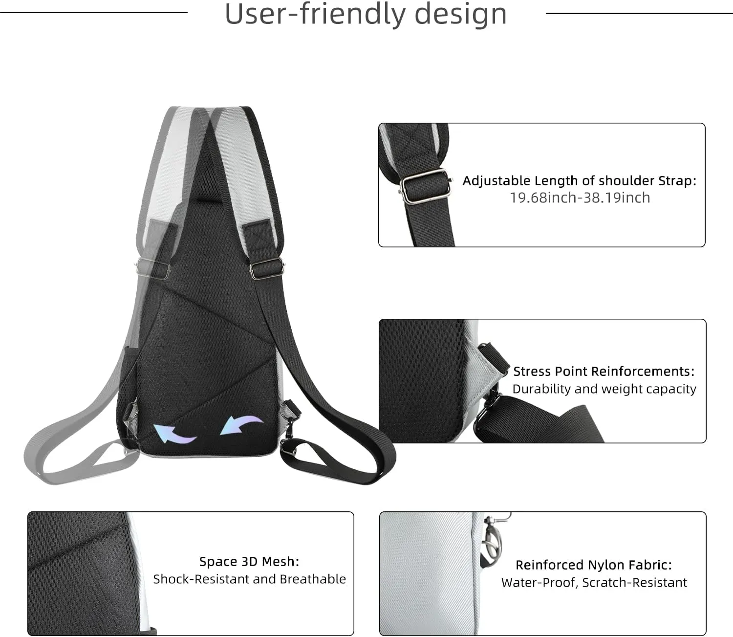AMJ Tactical Chest Sling Bag for Men,Theft Crossbody Bag,Lightweight Hiking Shoulder Pack for Cycling, Travel, Camping