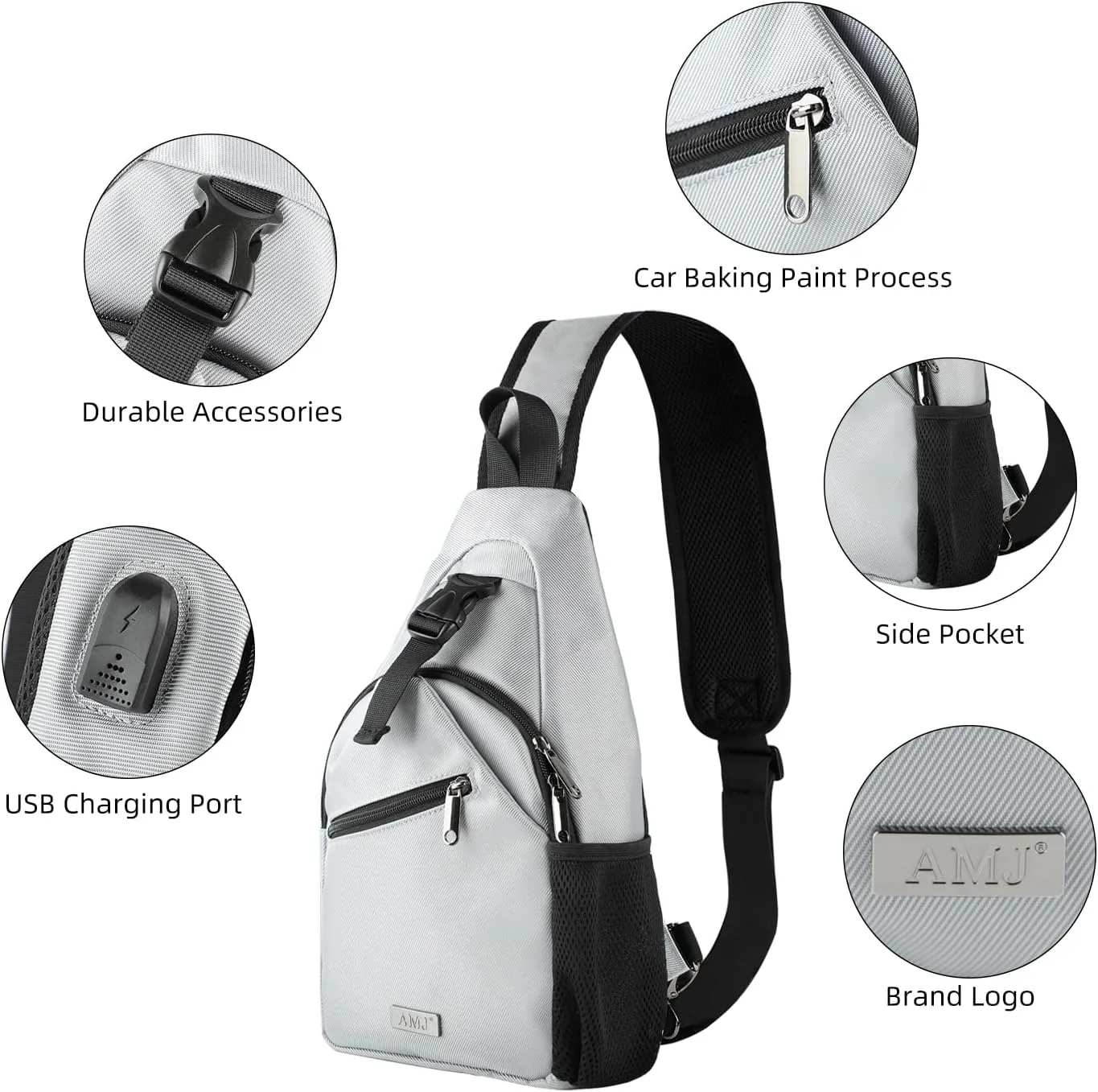 AMJ Tactical Chest Sling Bag for Men,Theft Crossbody Bag,Lightweight Hiking Shoulder Pack for Cycling, Travel, Camping