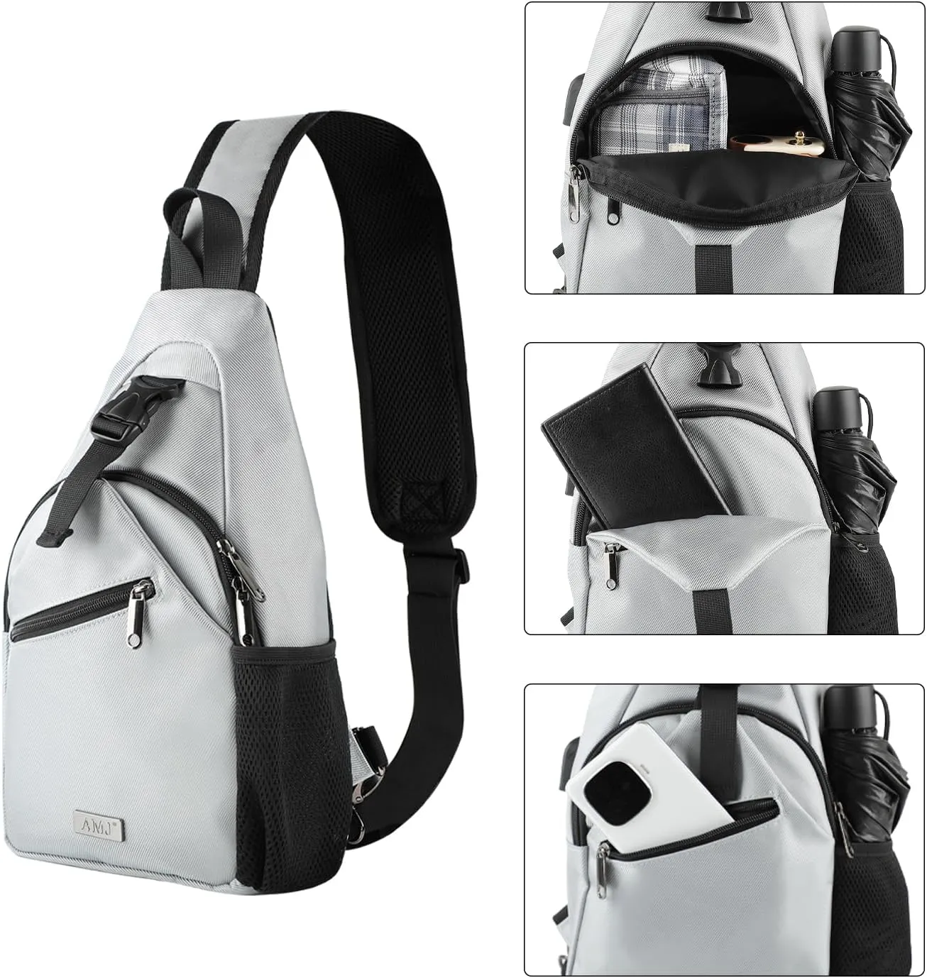 AMJ Tactical Chest Sling Bag for Men,Theft Crossbody Bag,Lightweight Hiking Shoulder Pack for Cycling, Travel, Camping