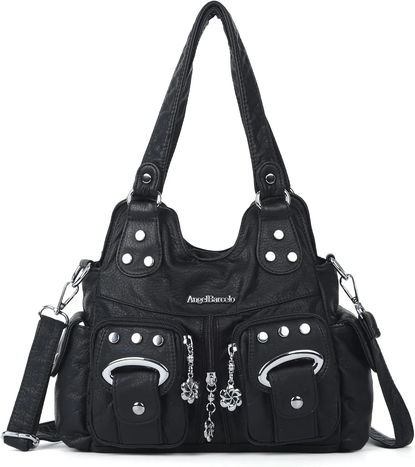 Angel Kiss Purses for Women Small Hobo Crossbody Bags Multi-Pocket Vegan Leather Hobo Handbags Tote Bag with Crossbody Strap