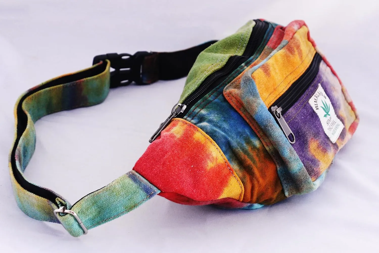 ANITYA Eco-Friendly Boho Hippie Style Hemp Fanny Pack, Blue Hip Waist Bag for Hiking, Running, Jogging (ABA06)