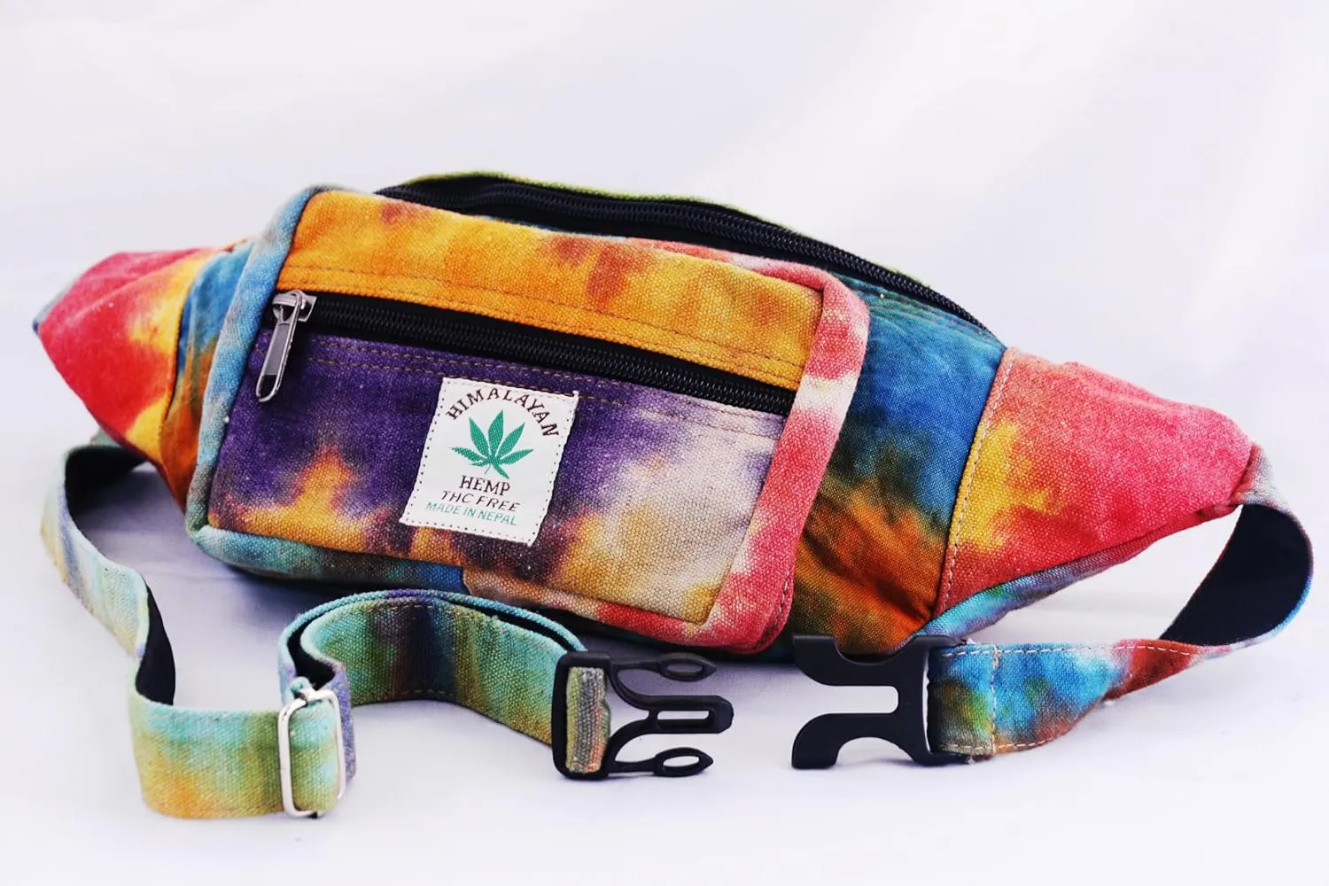 ANITYA Eco-Friendly Boho Hippie Style Hemp Fanny Pack, Blue Hip Waist Bag for Hiking, Running, Jogging (ABA06)