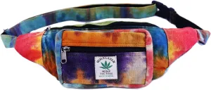 ANITYA Eco-Friendly Boho Hippie Style Hemp Fanny Pack, Blue Hip Waist Bag for Hiking, Running, Jogging (ABA06)