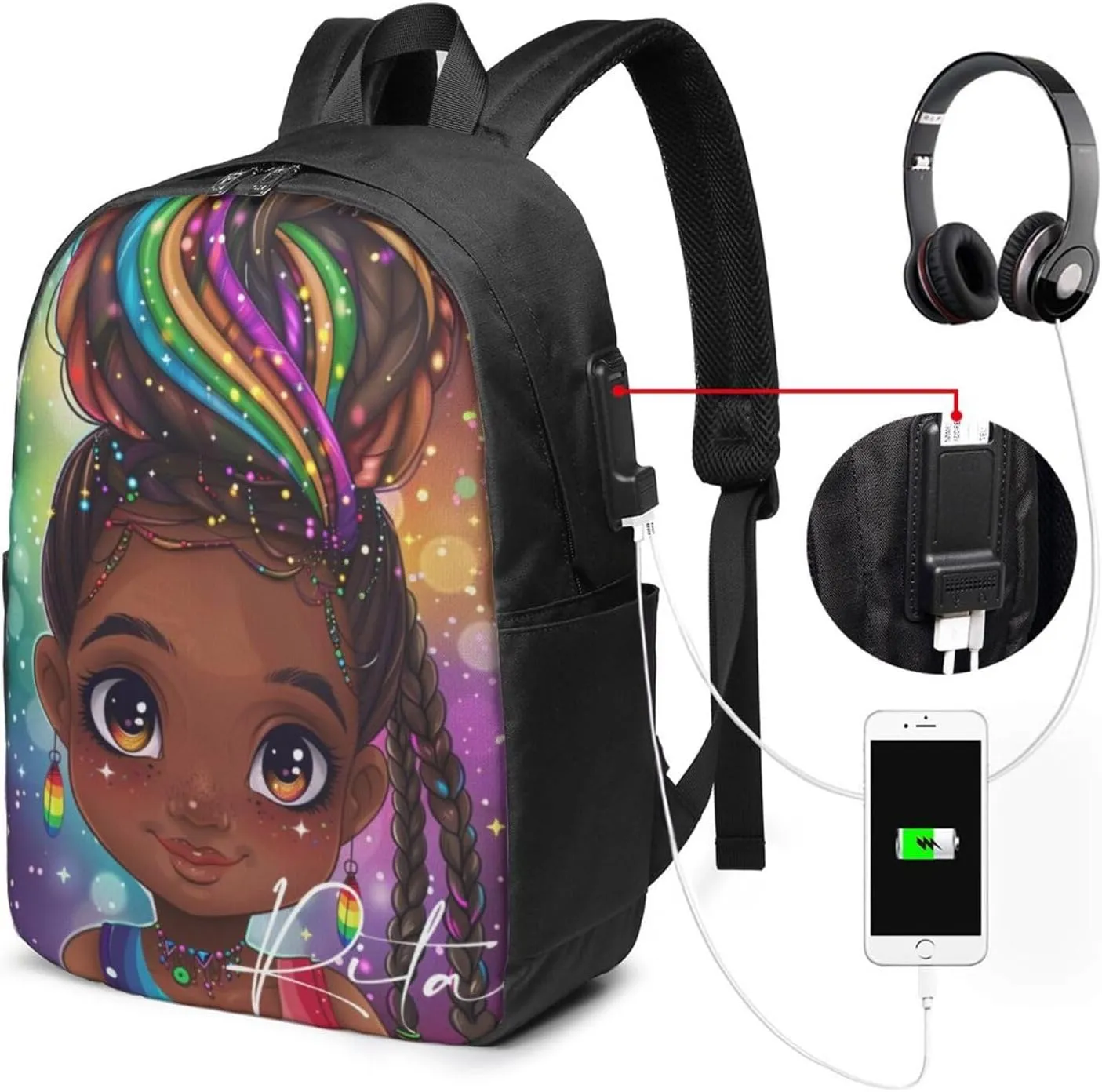 Artsadd Customized Backpack for Girls Personalized Girls Backpack with Name Back to School Supplies BackPack for Women School Bookbag Backpack for School Laptop Backpack for Students 17 Inch