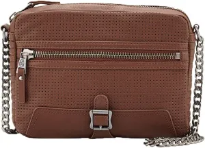 ASH Riley Perforated Leather Chain Strap Crossbody, Saddle