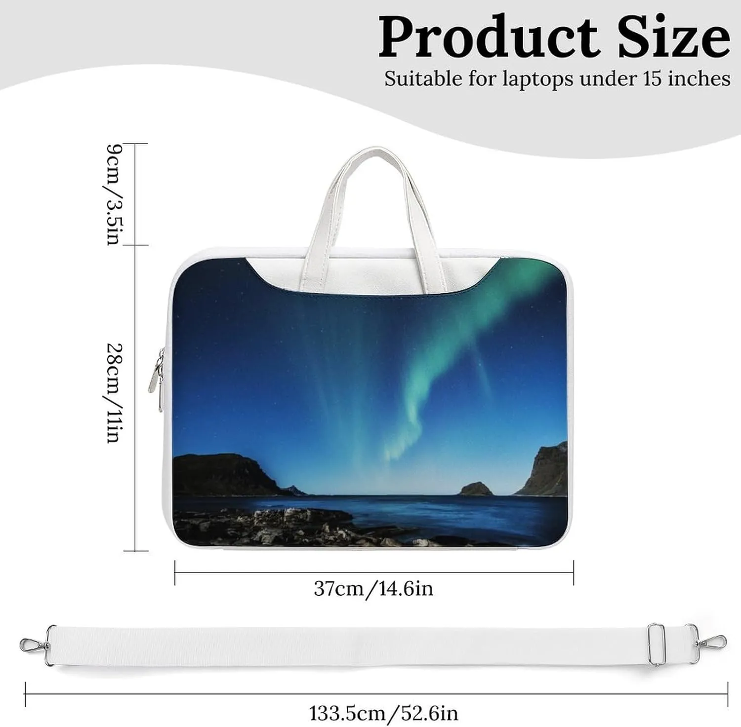 Aurora Borealis Leather Bag Laptop Case Slim Water Resistant Computer Bags with Handle Briefcase for Work