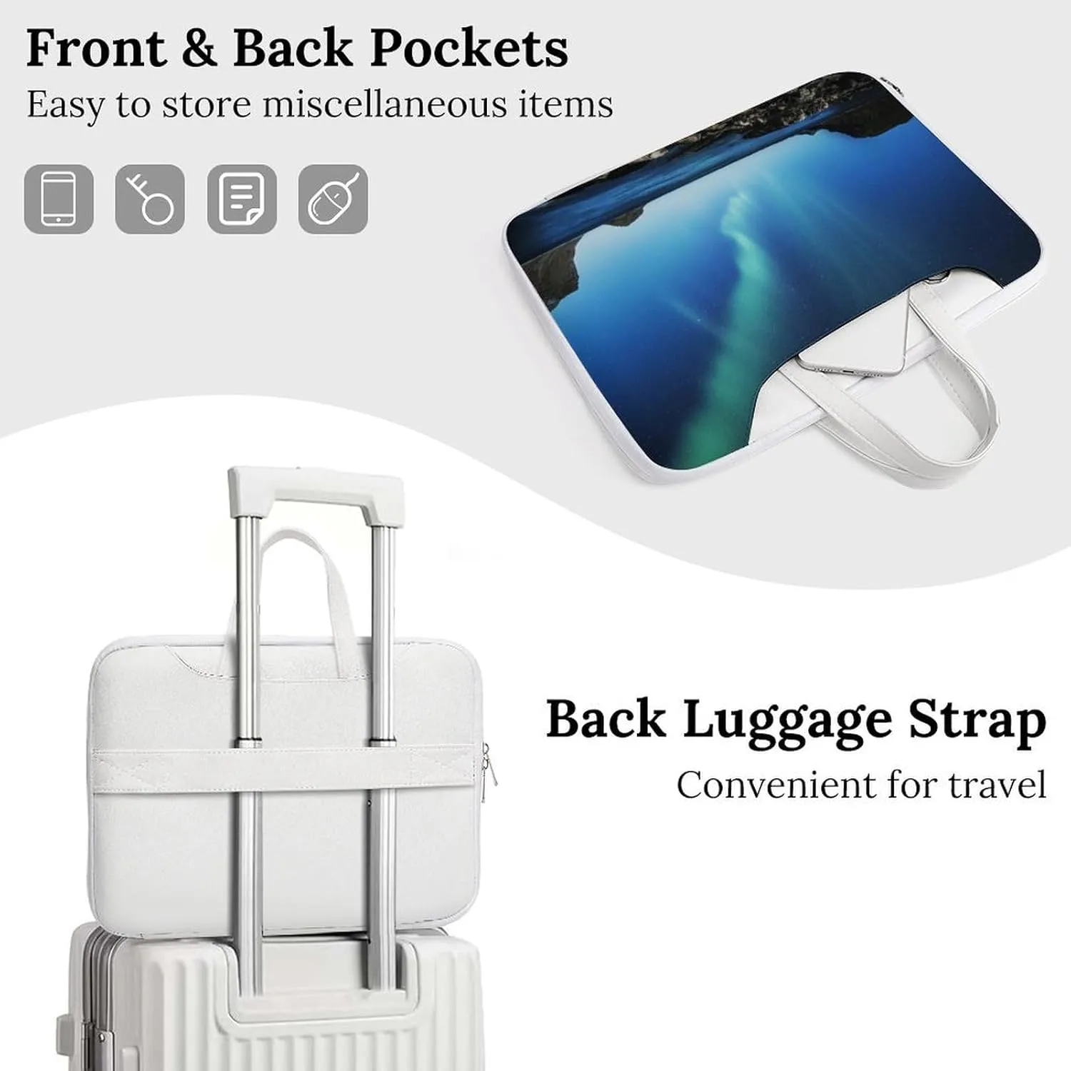 Aurora Borealis Leather Bag Laptop Case Slim Water Resistant Computer Bags with Handle Briefcase for Work