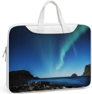 Aurora Borealis Leather Bag Laptop Case Slim Water Resistant Computer Bags with Handle Briefcase for Work
