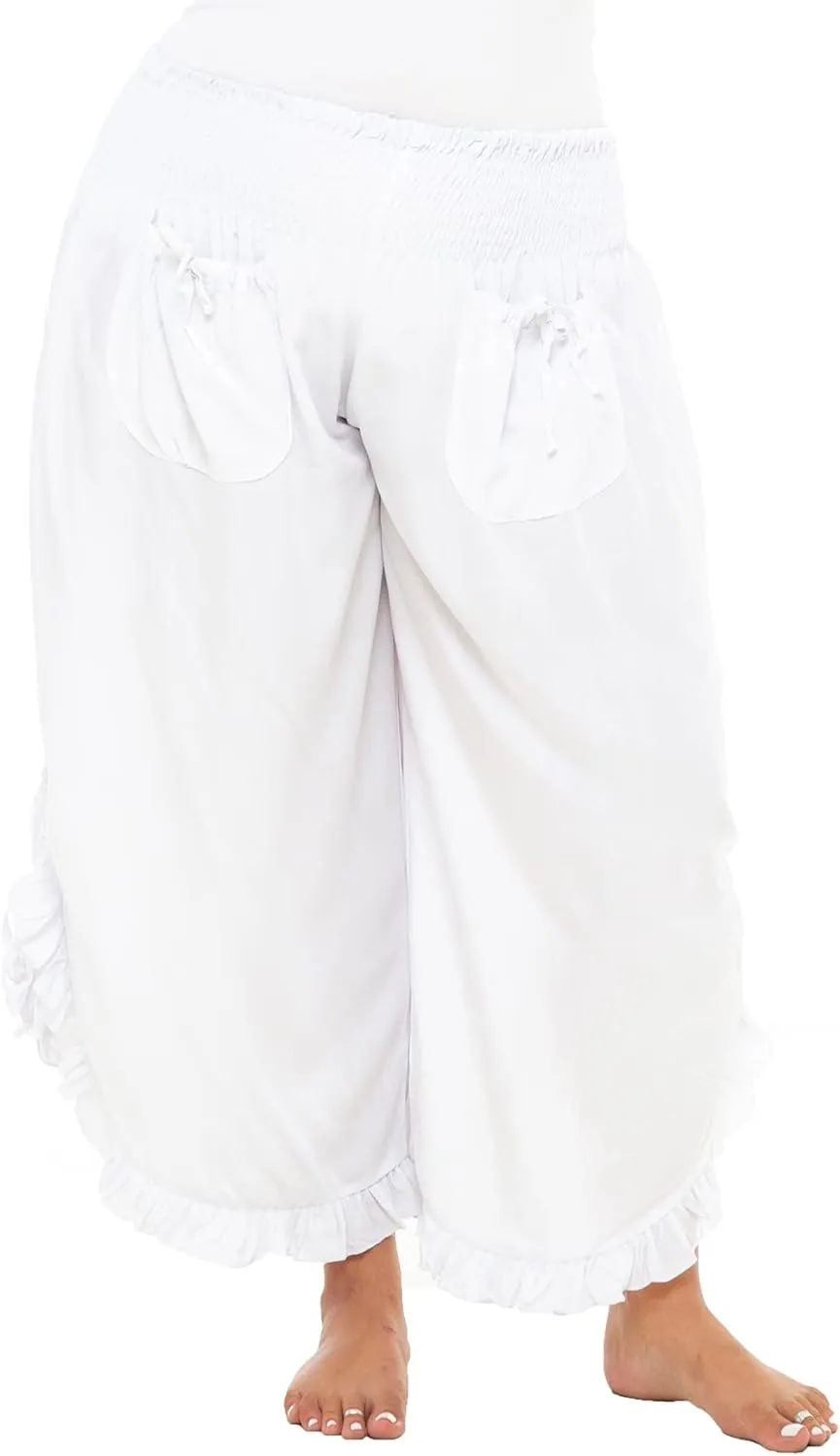 Back From Bali Womens Cropped Wide Leg Pants Trouser Comfort Solid Elastic Waist (S-4XL)