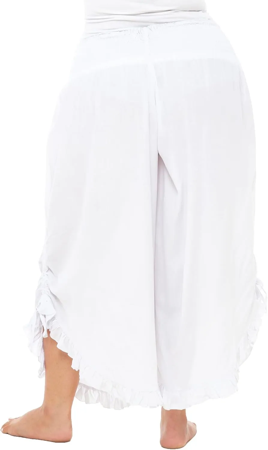 Back From Bali Womens Cropped Wide Leg Pants Trouser Comfort Solid Elastic Waist (S-4XL)