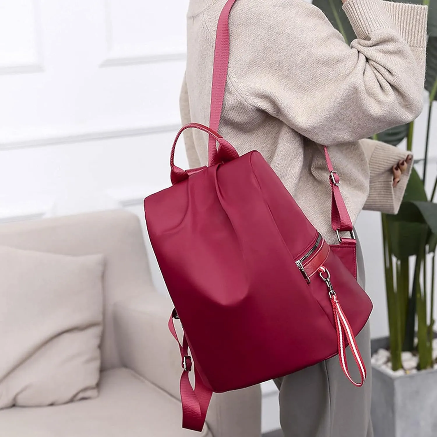 Backpack for women Double-shouldered Niujin Cloth Bag Ladies Backpacks (Khaki)