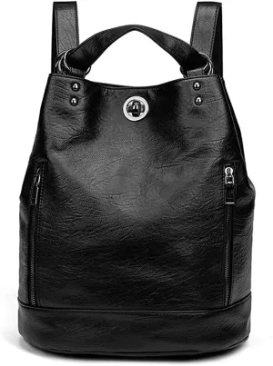 Backpack for women Leather Leather Backpacks Back Packs Shoulder Bag Lady (Brown)