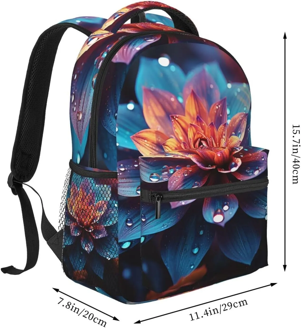 Beautiful Color Flower Backpack for Men Women Casual Daypack Laptop Backpack Computer Bag Travel Laptop Bag