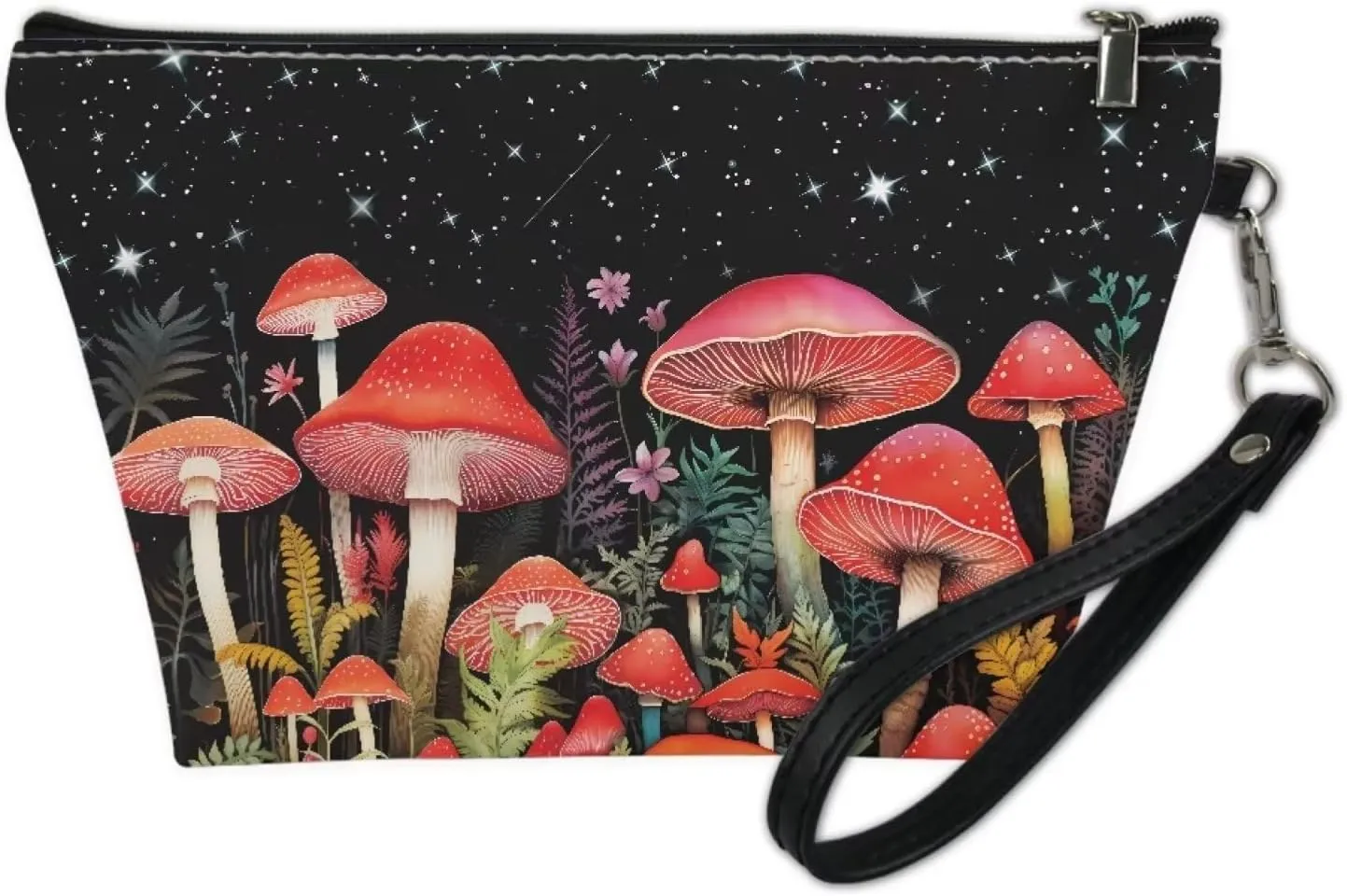 Bigcardesigns Mushroom Cosmetic Bag Women Cute Makeup Bags Zipper Wallet,Travel Portable Toiletry Bag Organizer Brushes Storage Bag Gifts