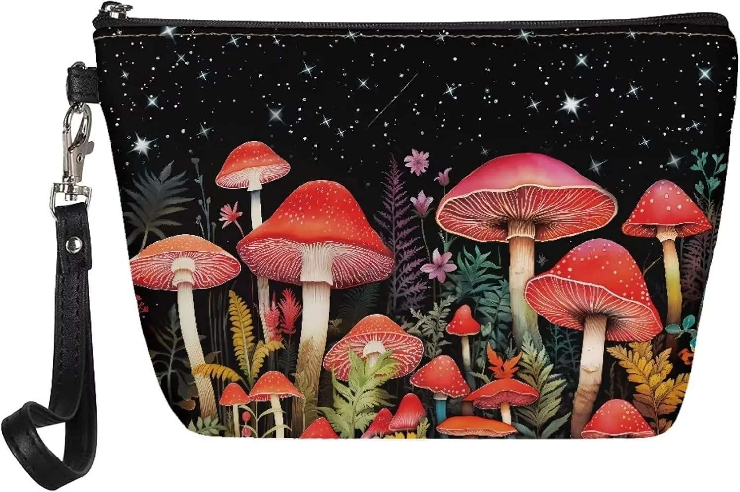 Bigcardesigns Mushroom Cosmetic Bag Women Cute Makeup Bags Zipper Wallet,Travel Portable Toiletry Bag Organizer Brushes Storage Bag Gifts