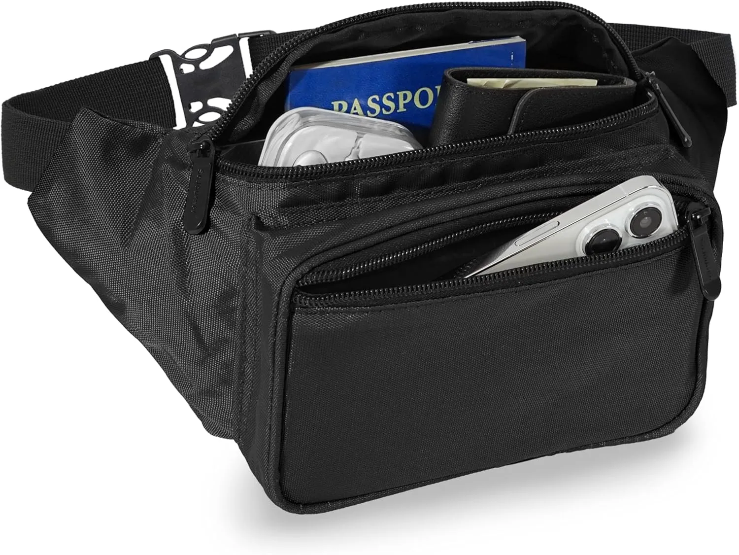 Black Fanny Pack Belt Bag I Mens Fanny Packs for Women Fashionable - Crossbody Bag Bum bag Waist Bag Waist Pack - Hands Free for Hiking, Halloween, Running, Travel, Waterproof and more