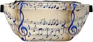 Blue Musical Notes Stylish Crossbody Waist Pack - Versatile And Compact Travel Pouch For Hands-Free Storage