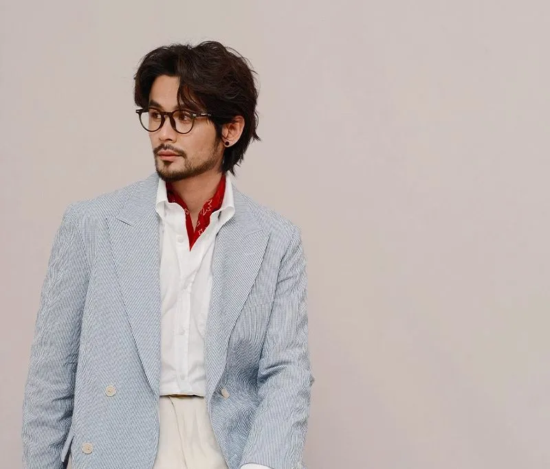 Blue Striped Double-Breasted Blazer