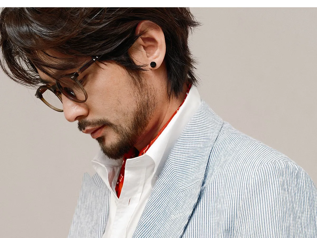 Blue Striped Double-Breasted Blazer