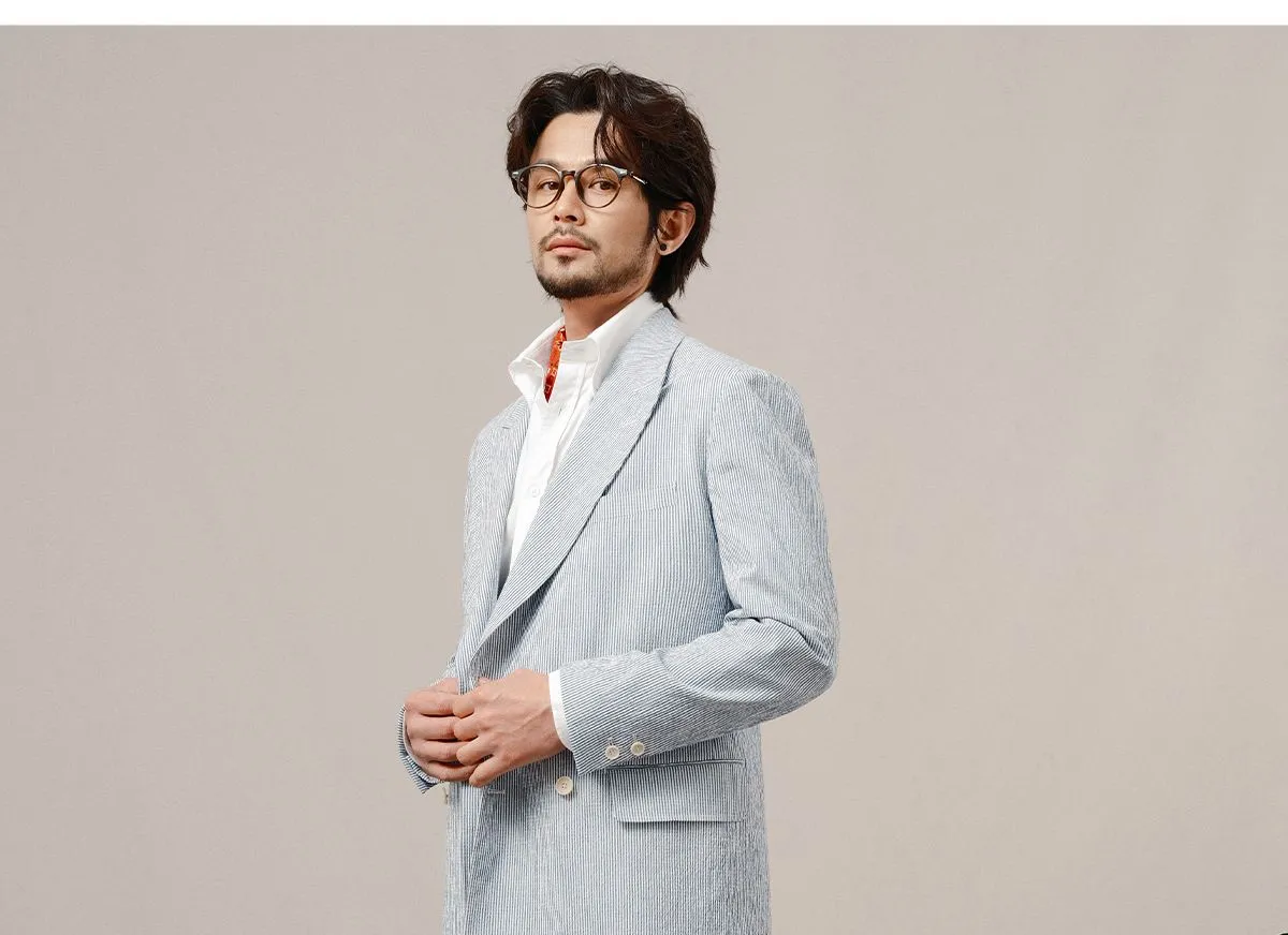 Blue Striped Double-Breasted Blazer