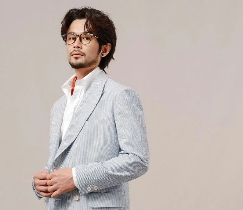 Blue Striped Double-Breasted Blazer