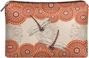 Boho Dragonfly Cosmetic Bag for Women Travel Makeup Bags Water Resistant PU Leather Small Pouch Bag with Zip