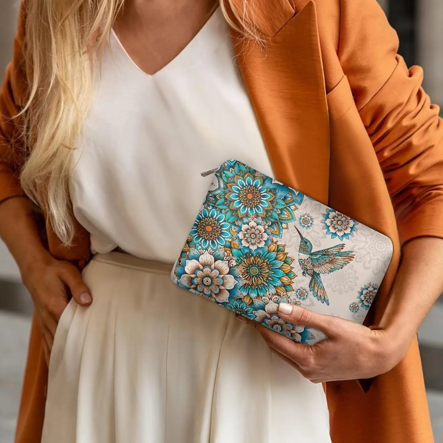 Boho Hummingbird Makeup Bag Cosmetic Bag for Women Girls,Portable Makeup Bags Travel Toiletry Bag Organizer