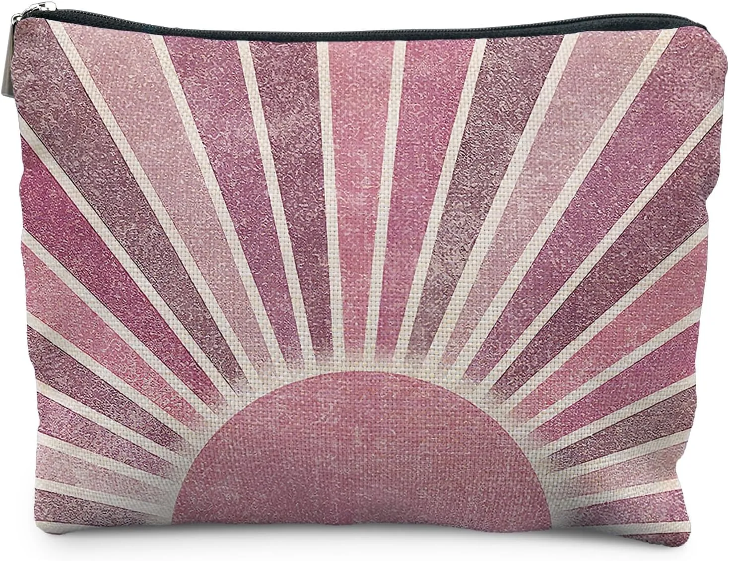 Boho Makeup Bag, Pink Abstract Sun Sunshine Makeup Cosmetic Bags for Women, Boho Gifts, Zipper Pouch