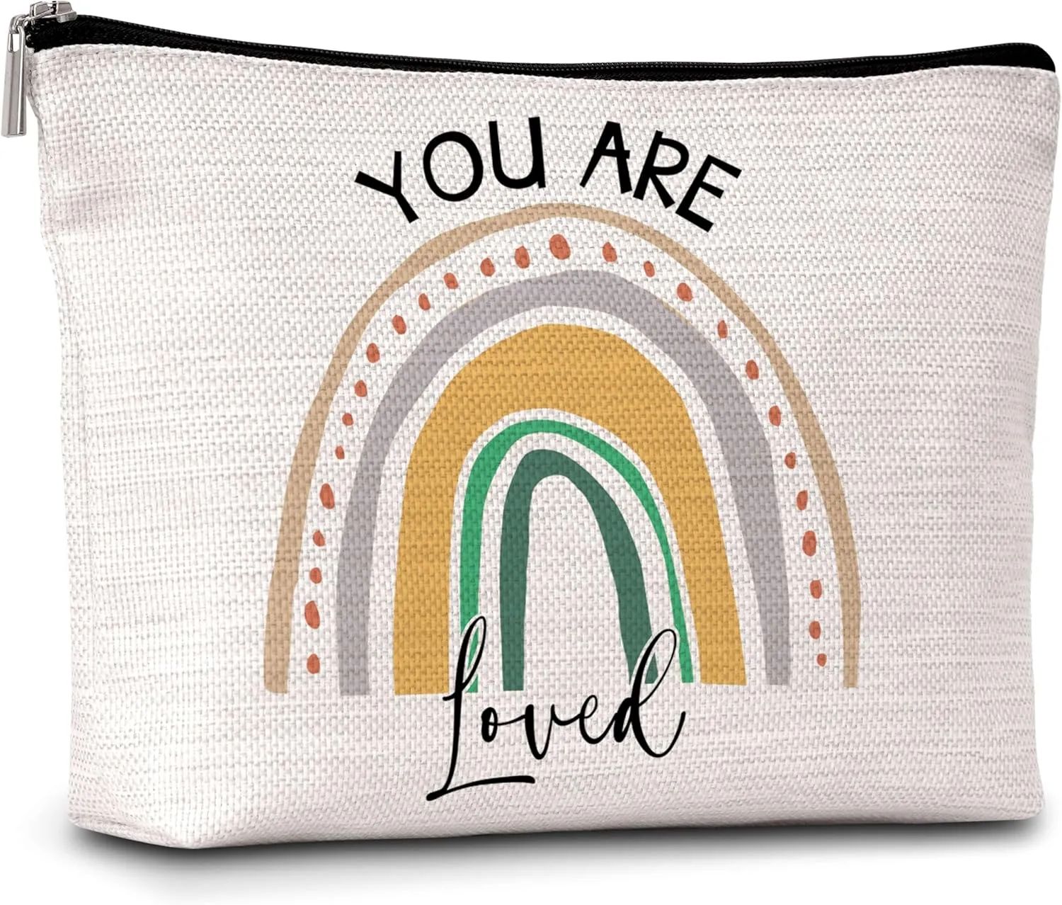 Boho Rainbow Makeup Bag, Inspirational Gifts for Women Girl Mom Sister Friends Coworkers, You Are Loved Travel Toiletry Waterproof Cosmetic Bag - A07