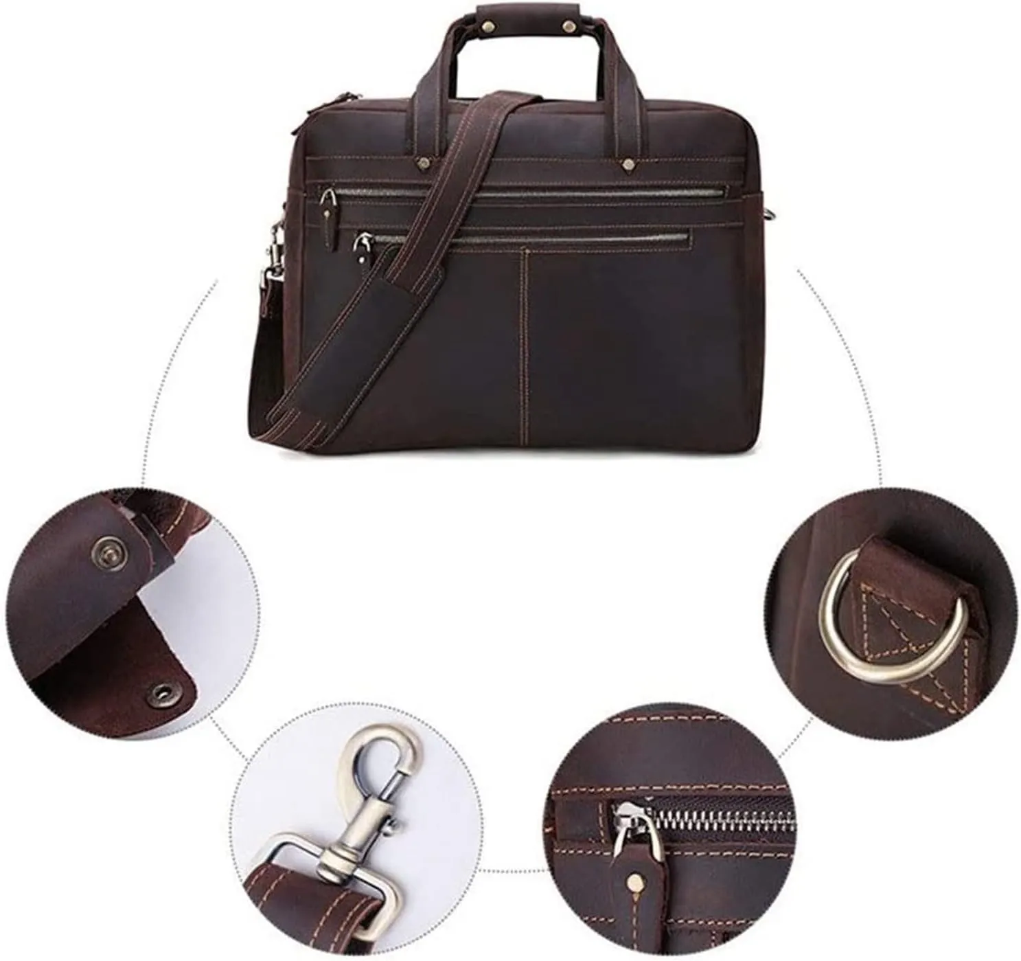 Briefcases Vintage Messenger Handbag, Vintage Leather Briefcase 17" Laptop Tote Large Capacity Messenger Bag