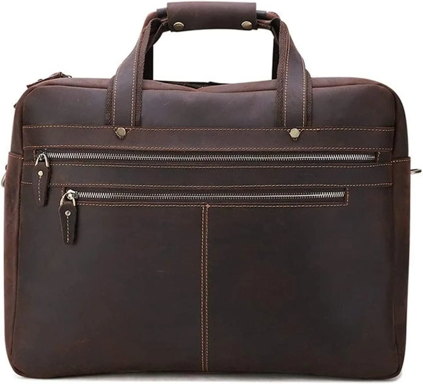Briefcases Vintage Messenger Handbag, Vintage Leather Briefcase 17" Laptop Tote Large Capacity Messenger Bag