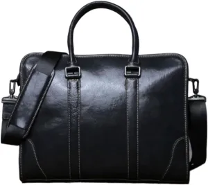 Business Briefcases Handbags Mens Carrying Cases Laptop Bags Leather Messenger Shoulder Bags 14.5Inch