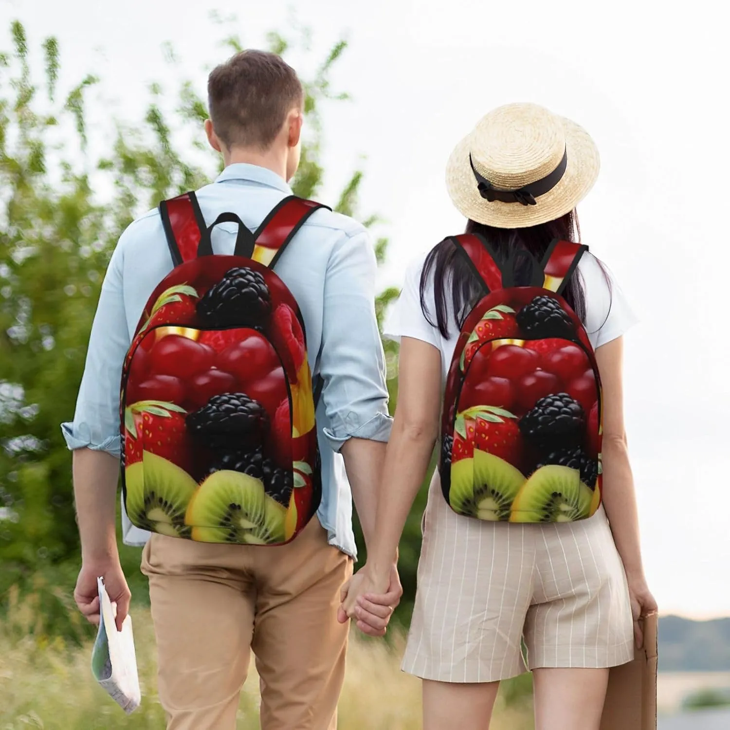 Canvas Backpack for Men Women Laptop Backpack Fresh fruit Rucksack Lightweight Canvas Daypack