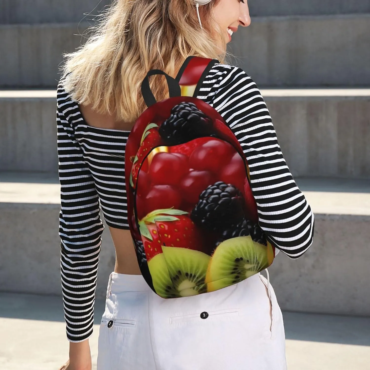 Canvas Backpack for Men Women Laptop Backpack Fresh fruit Rucksack Lightweight Canvas Daypack