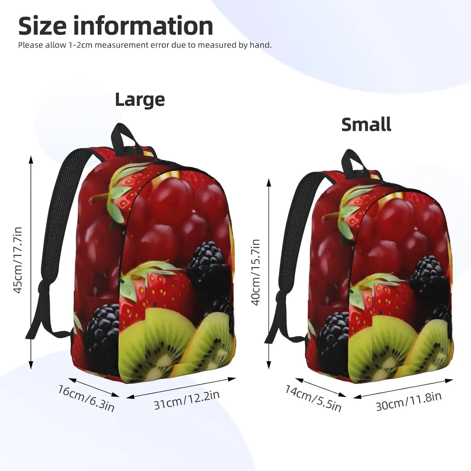 Canvas Backpack for Men Women Laptop Backpack Fresh fruit Rucksack Lightweight Canvas Daypack