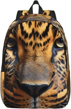 Canvas Backpack for Men Women Lightweight Laptop Backpack Black & Brown Leopard Laptop Bag Daypack for Travel
