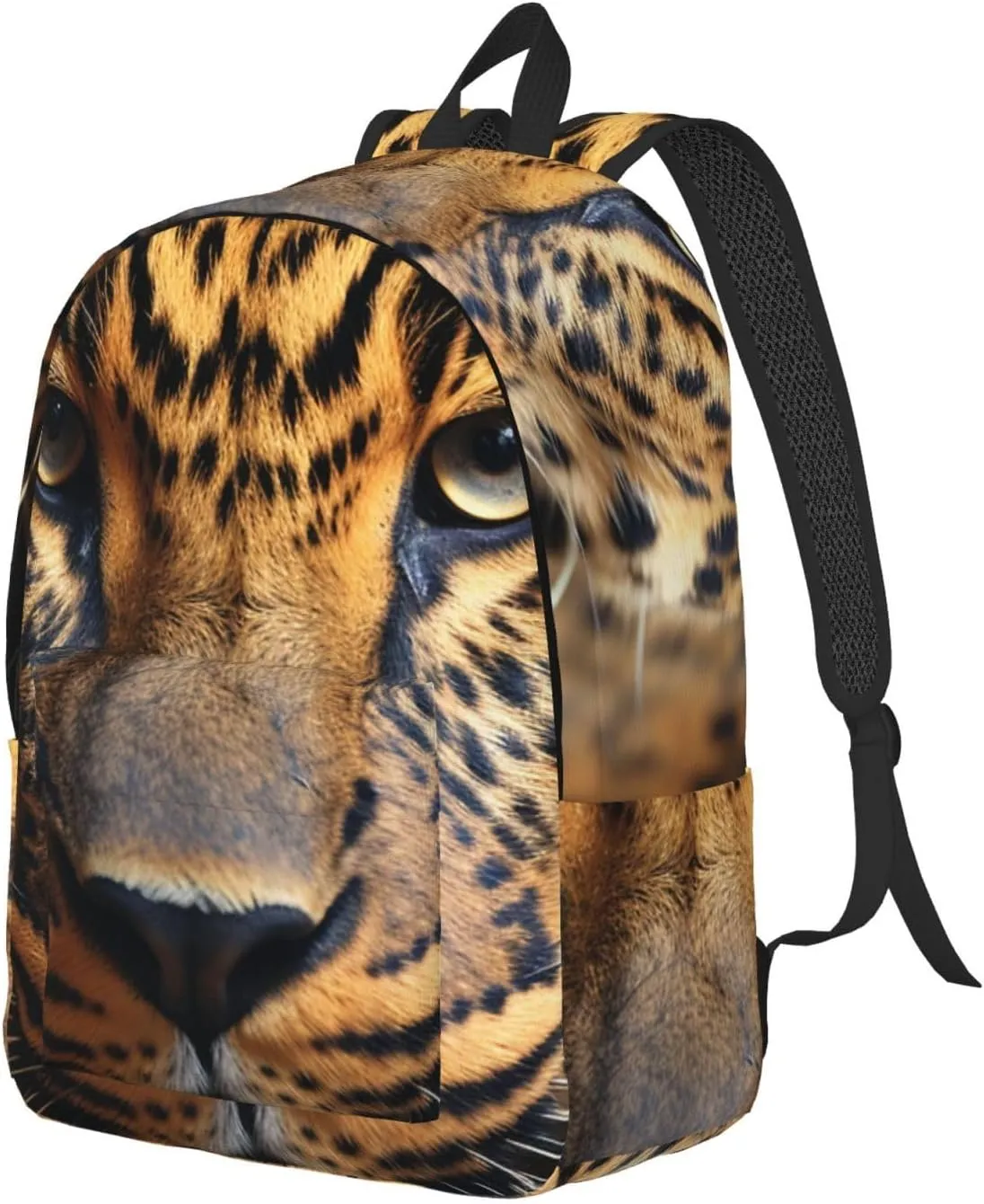 Canvas Backpack for Men Women Lightweight Laptop Backpack Black & Brown Leopard Laptop Bag Daypack for Travel