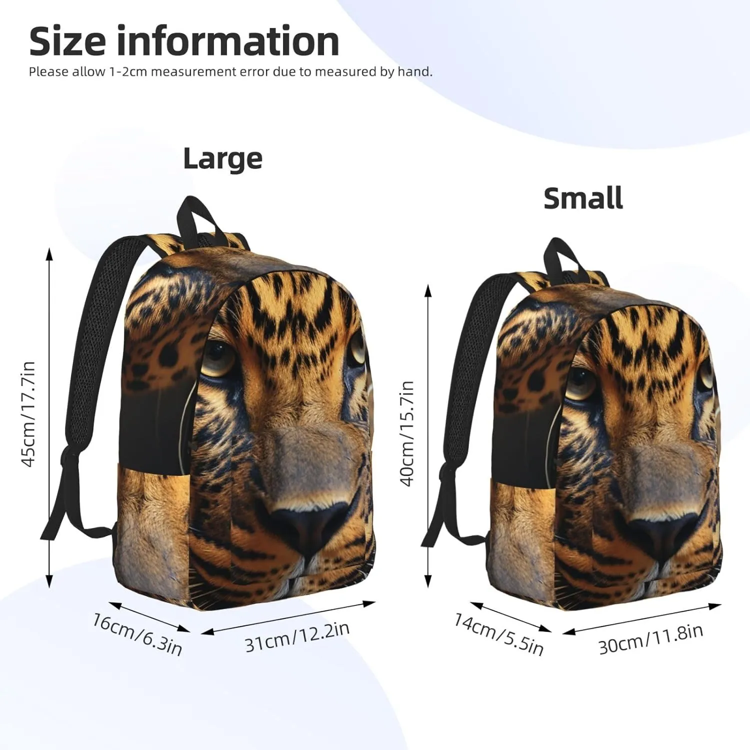 Canvas Backpack for Men Women Lightweight Laptop Backpack Black & Brown Leopard Laptop Bag Daypack for Travel