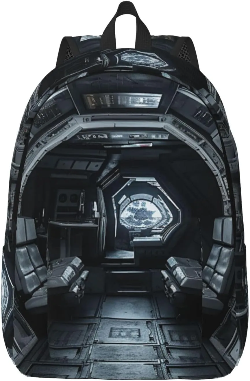 Canvas Backpack for Men Women Lightweight Laptop Backpack Space Capsule Interior Laptop Bag Daypack for Travel