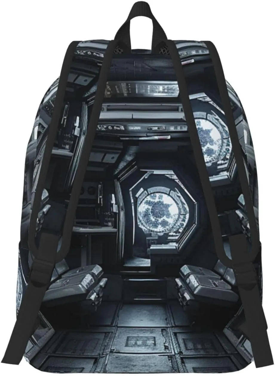 Canvas Backpack for Men Women Lightweight Laptop Backpack Space Capsule Interior Laptop Bag Daypack for Travel